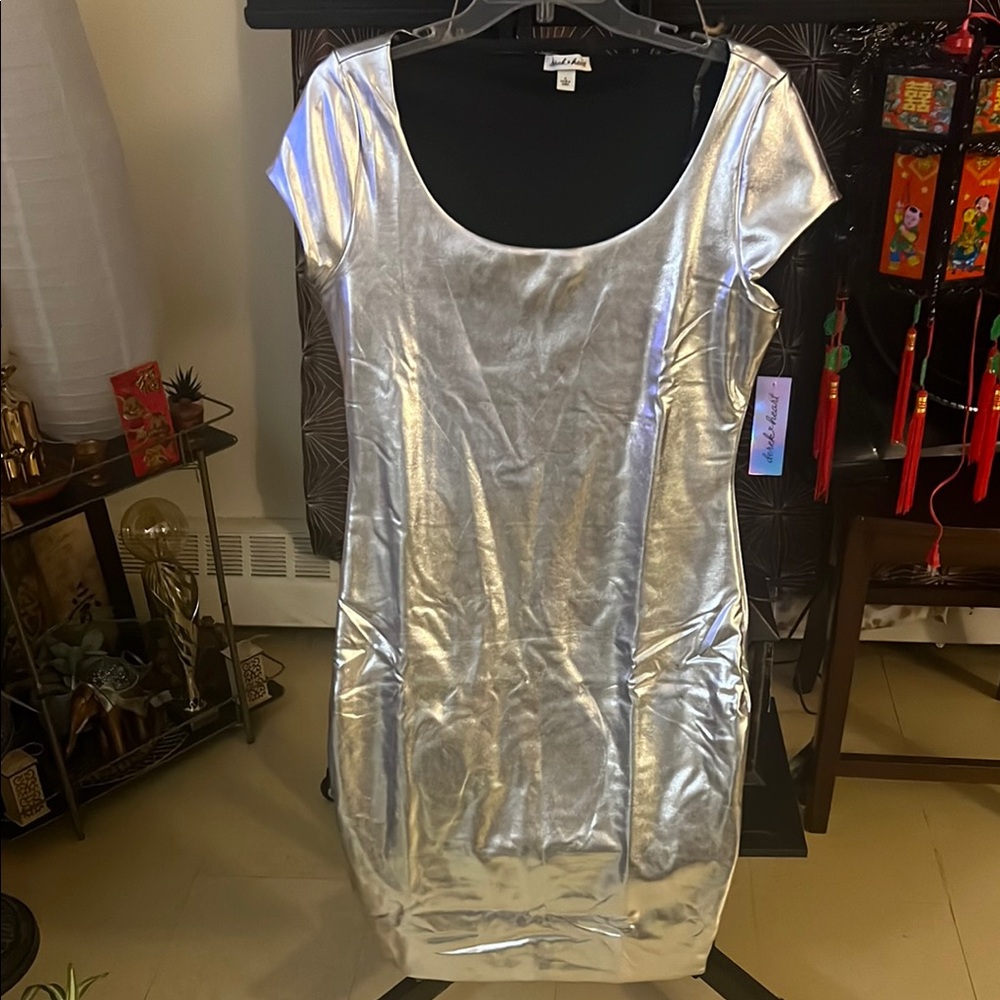 Silver Metallic Bodycon Mini Dress